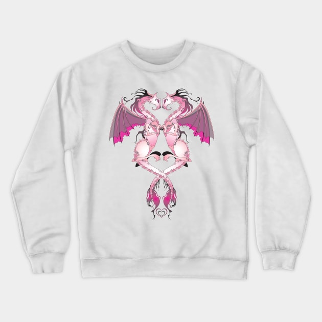 Pink Love Dragons Crewneck Sweatshirt by The Cuban Witch